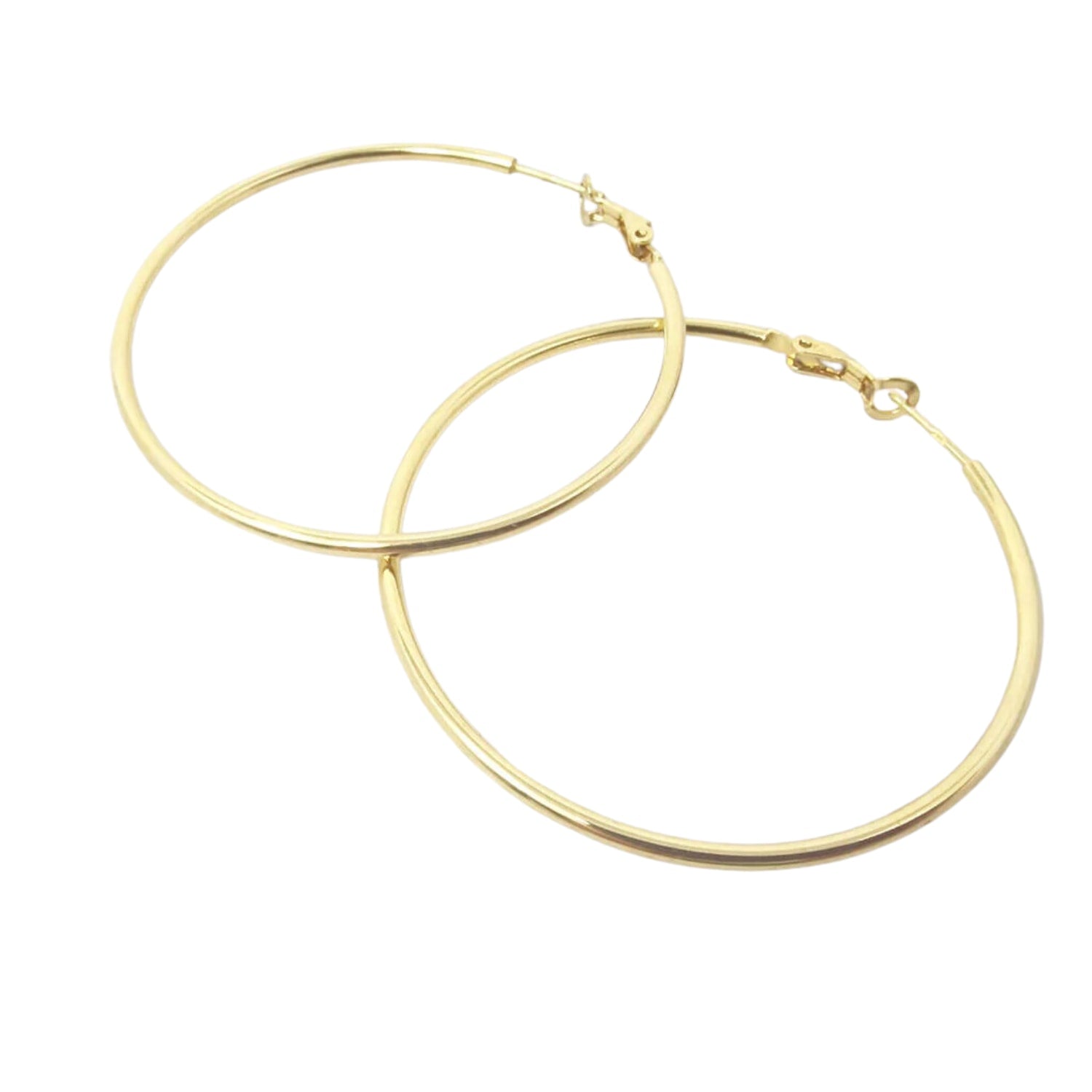 18Ct Gold Plated 50Mm Everyday Hoop Earrings