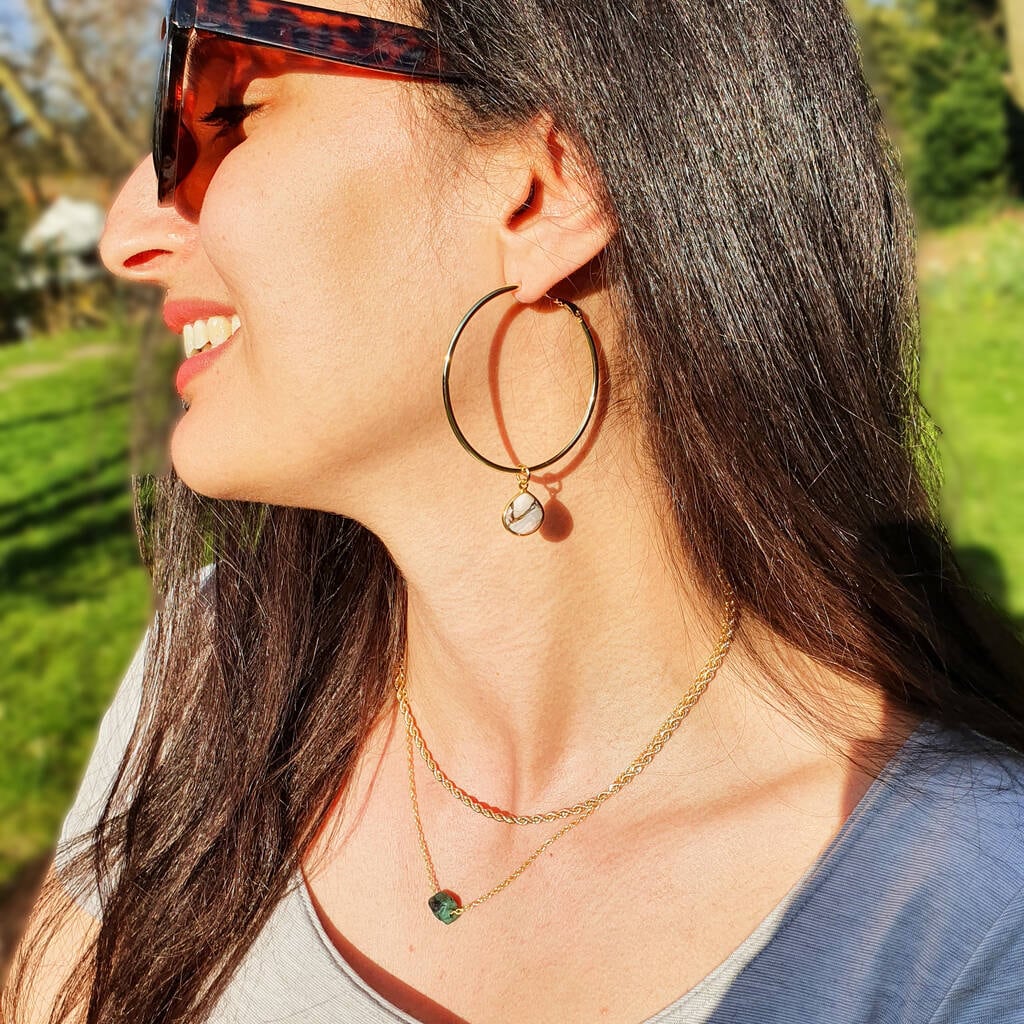 18Ct Gold Plated 50Mm Everyday Hoop Earrings