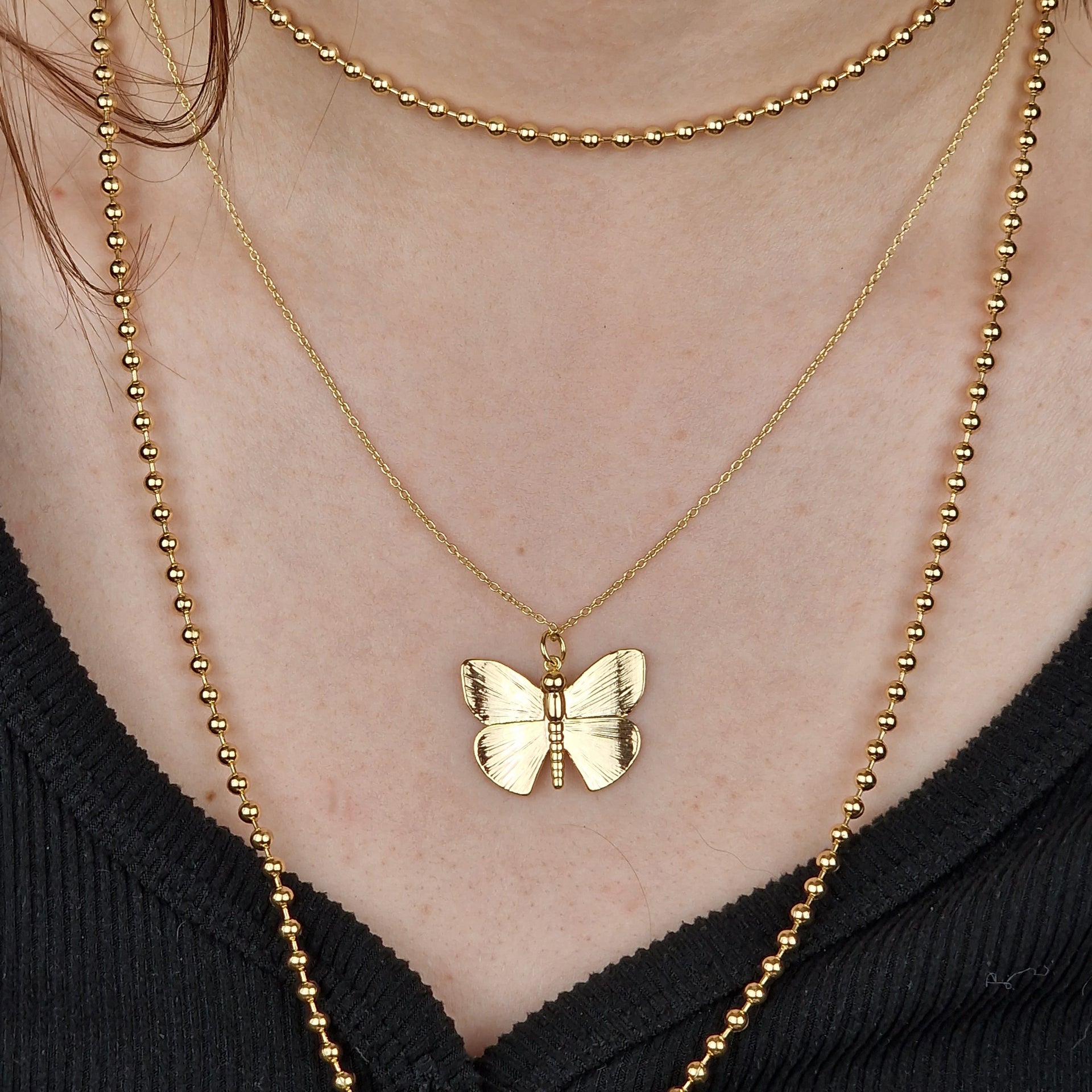 Gold Plated Dainty Butterfly Charm Necklace