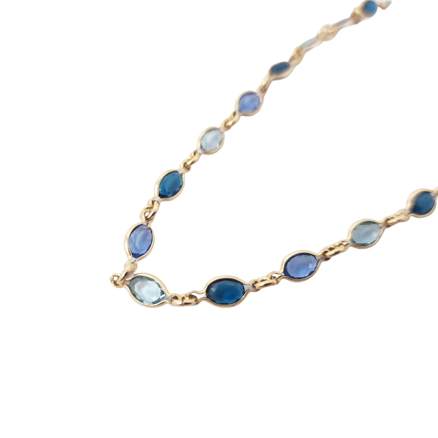 Gold Plated Blue Multi Gemstone Crystal Necklace