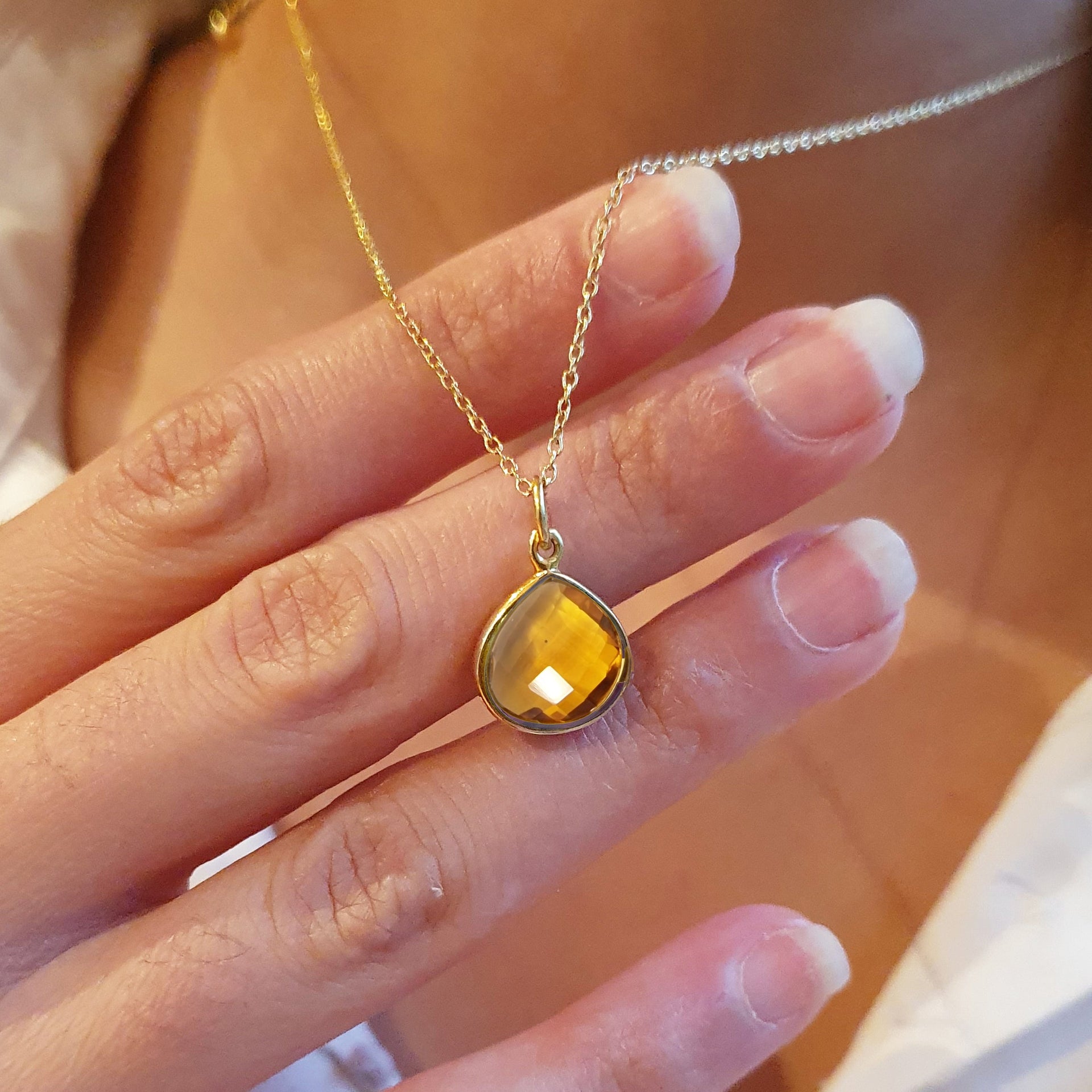 Gold Plated Citrine November Birthstone Necklace