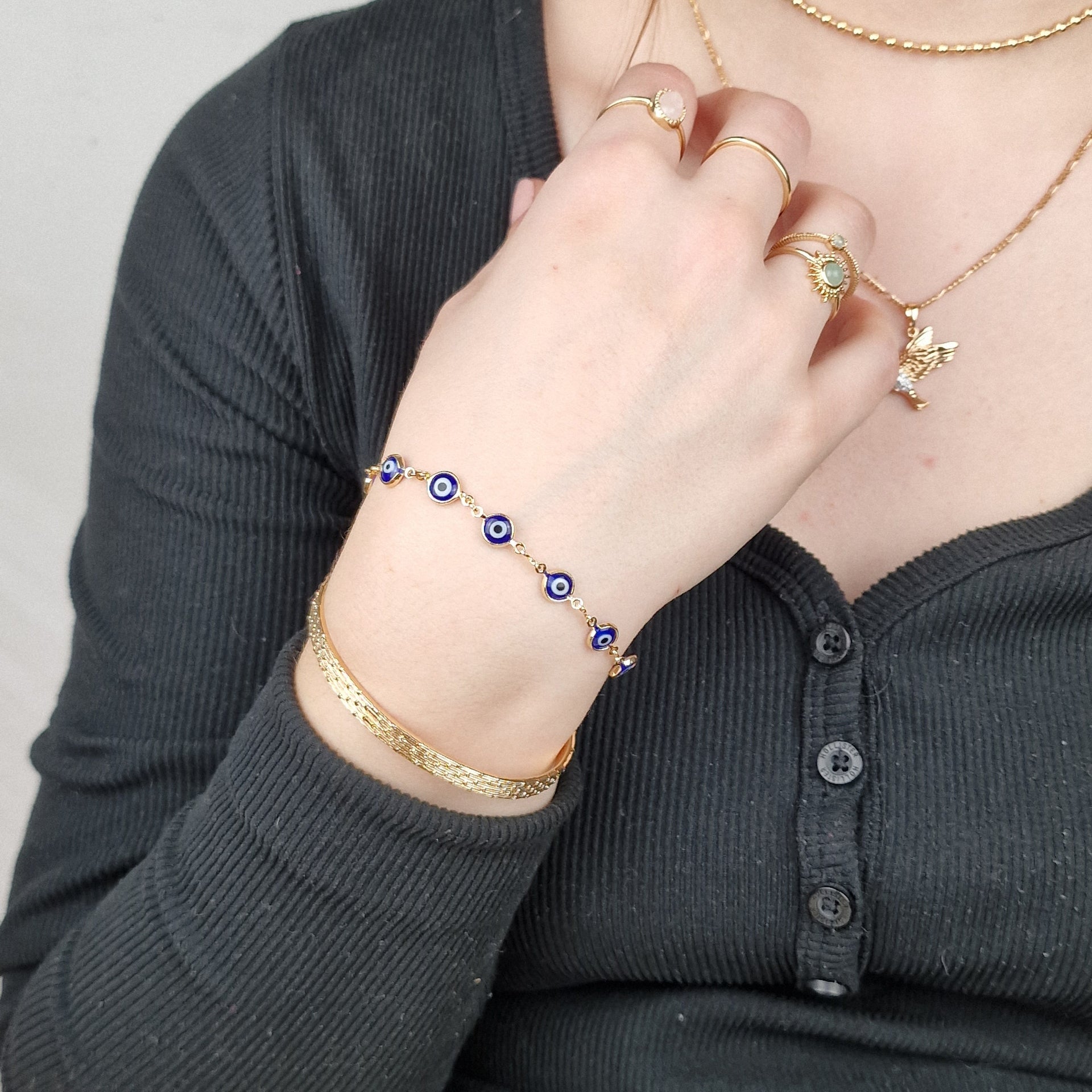 18Ct Gold Plated Evil Eye Charm Bracelet