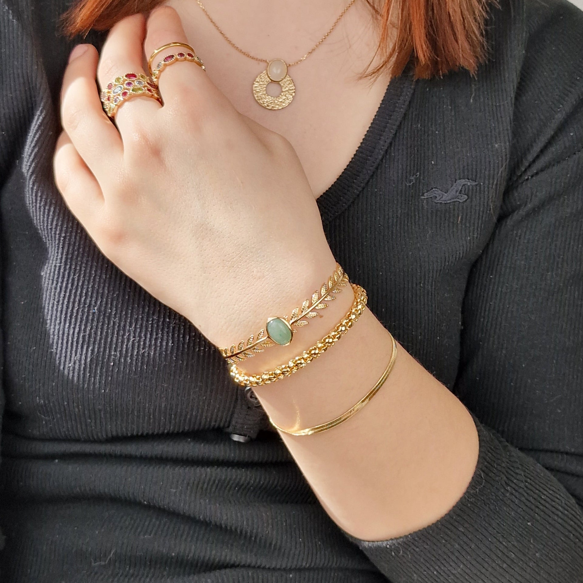 Gold Plated Herringbone Snake Chain Bracelet