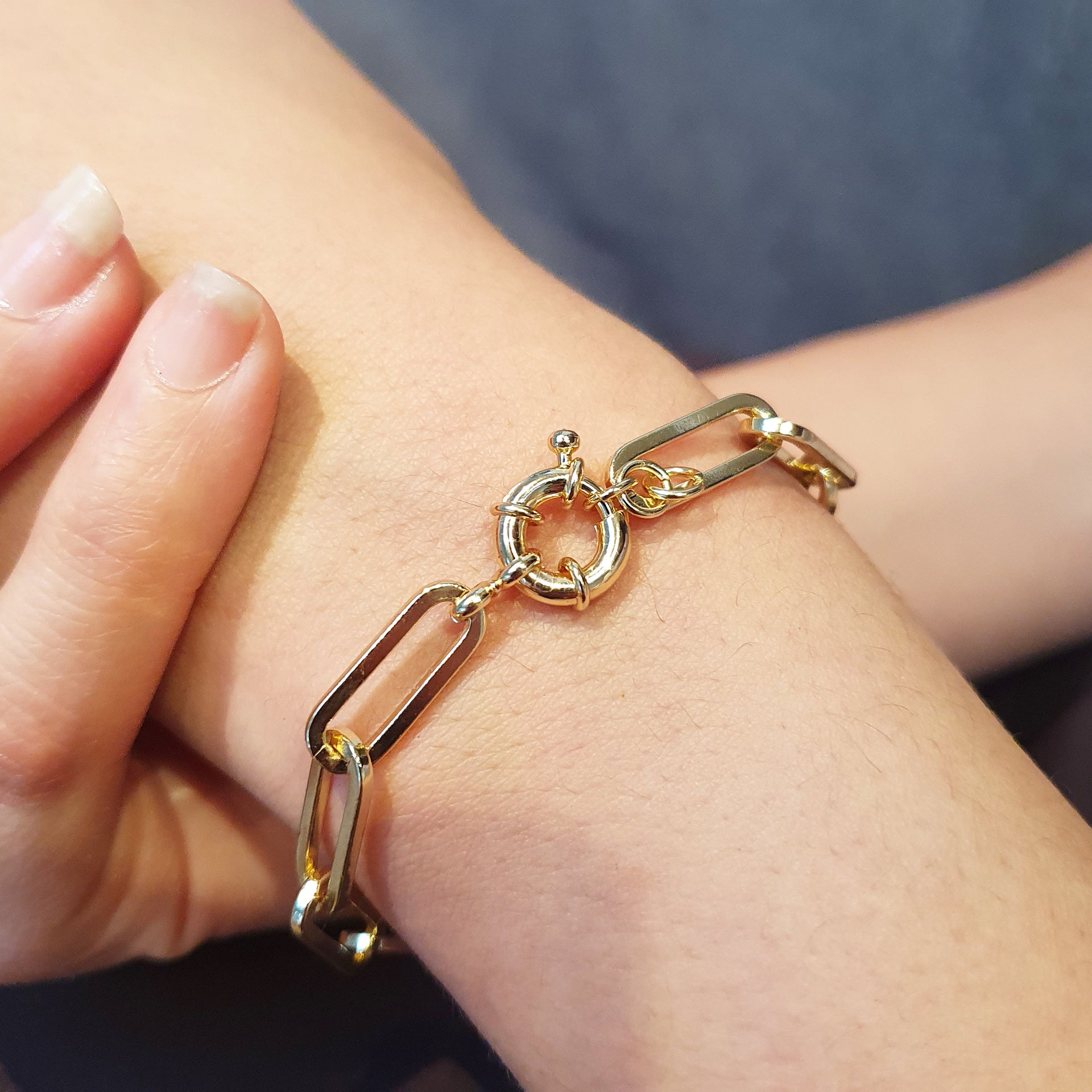 Gold Plated Paperclip Chain Bracelet