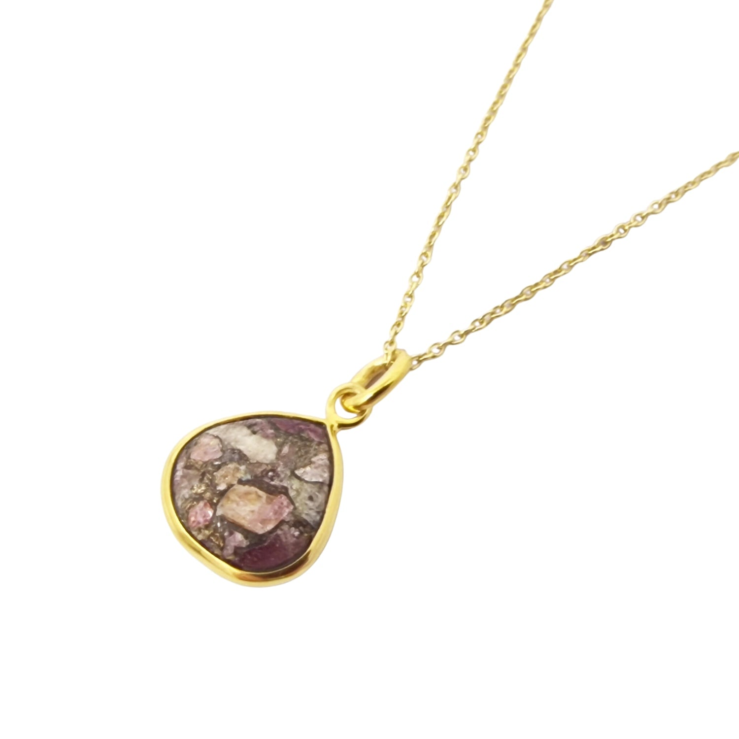 Gold Plated Pink Tourmaline October Birthstone Fine Necklace