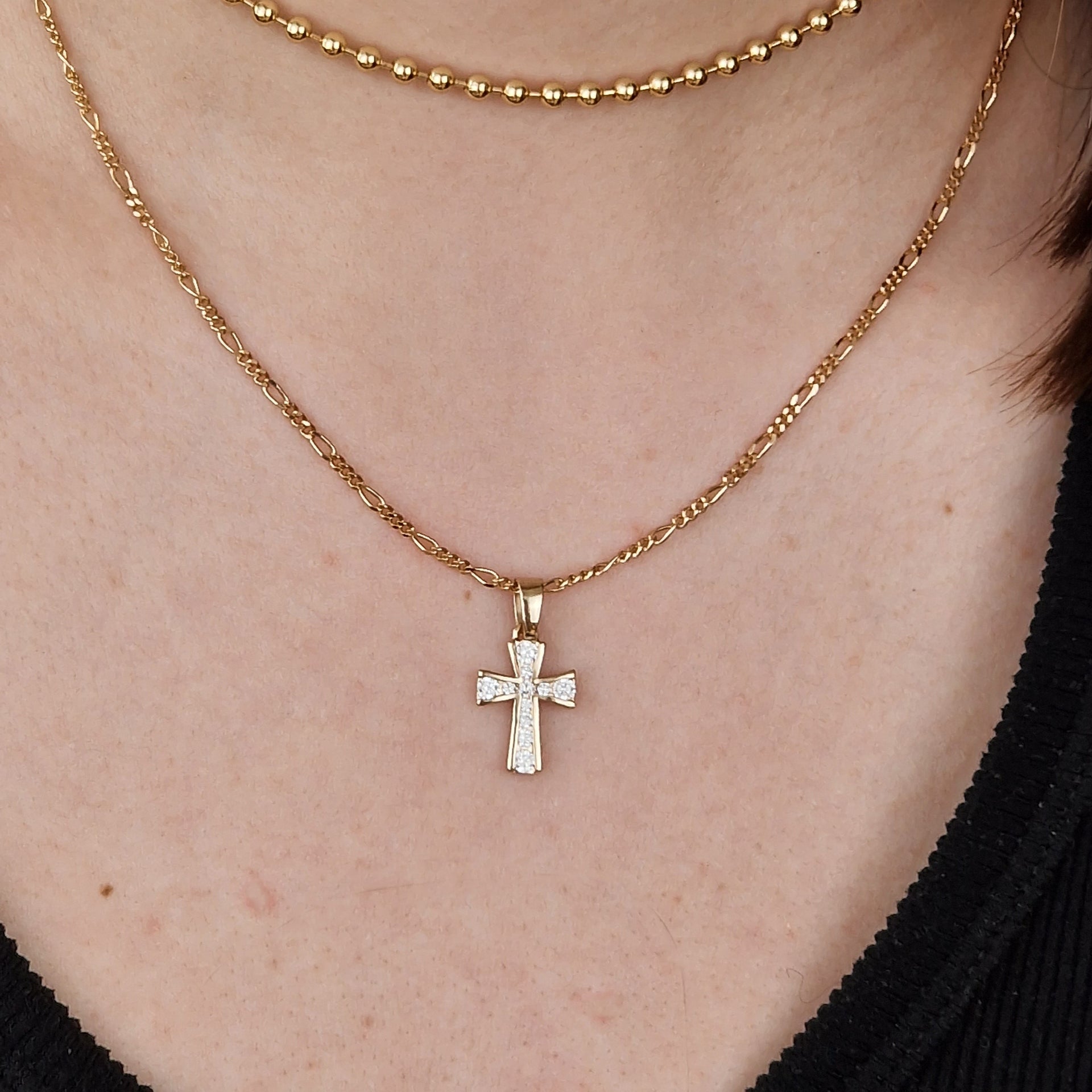 Gold Plated Religious Cross Pendant Necklace