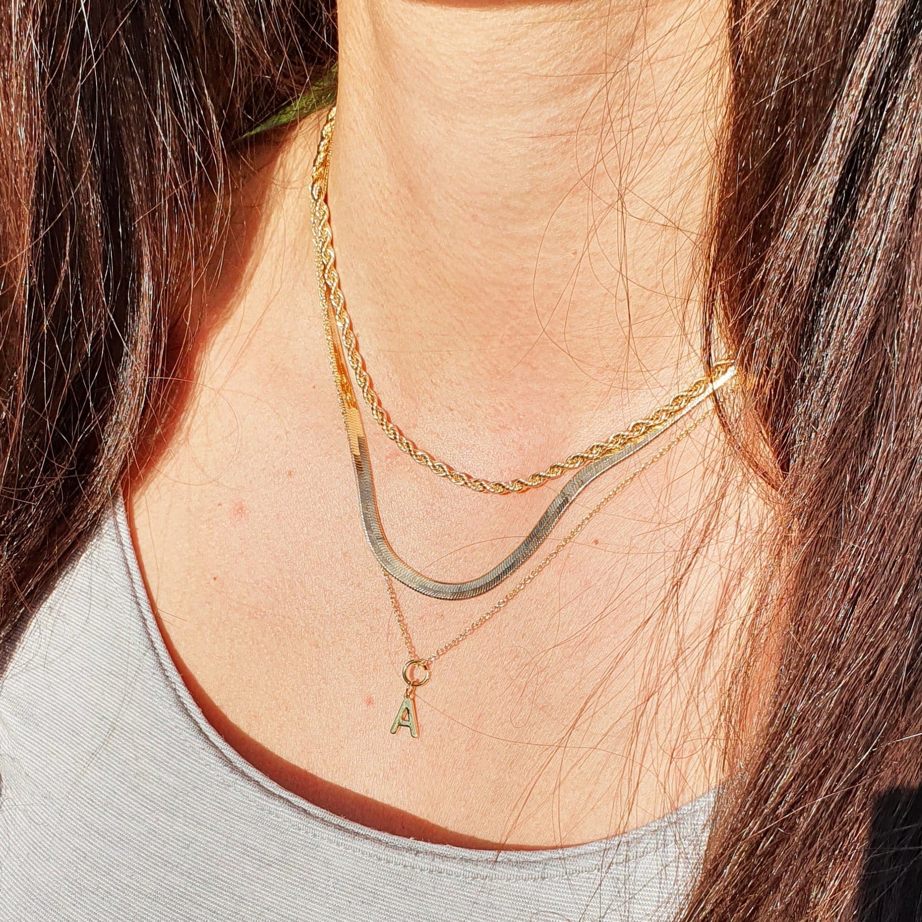 Gold Vermeil Alphabet Dainty Initial Pendant Charm Necklace