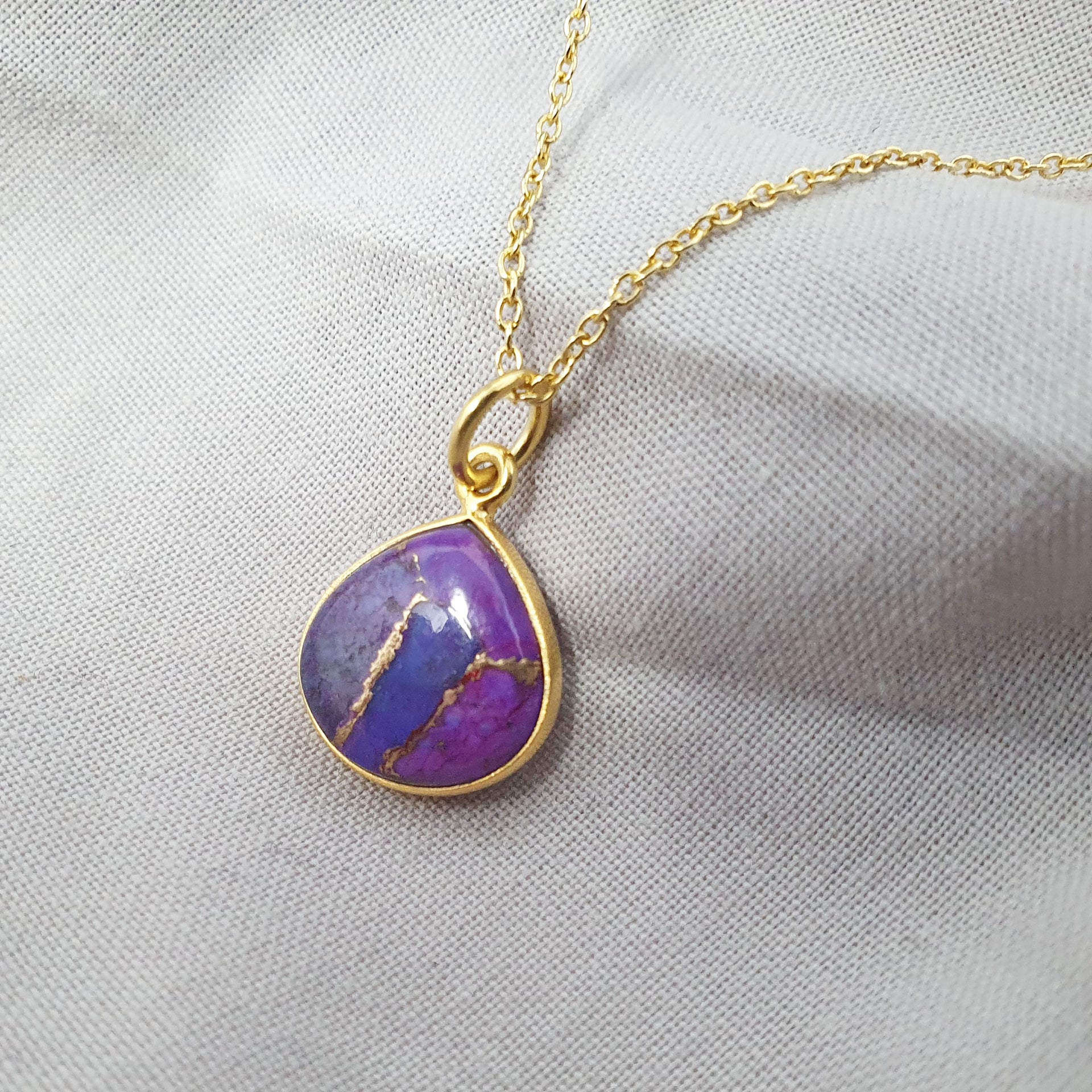 Gold Vermeil Heart Amethyst February Birthstone Pendant Necklace