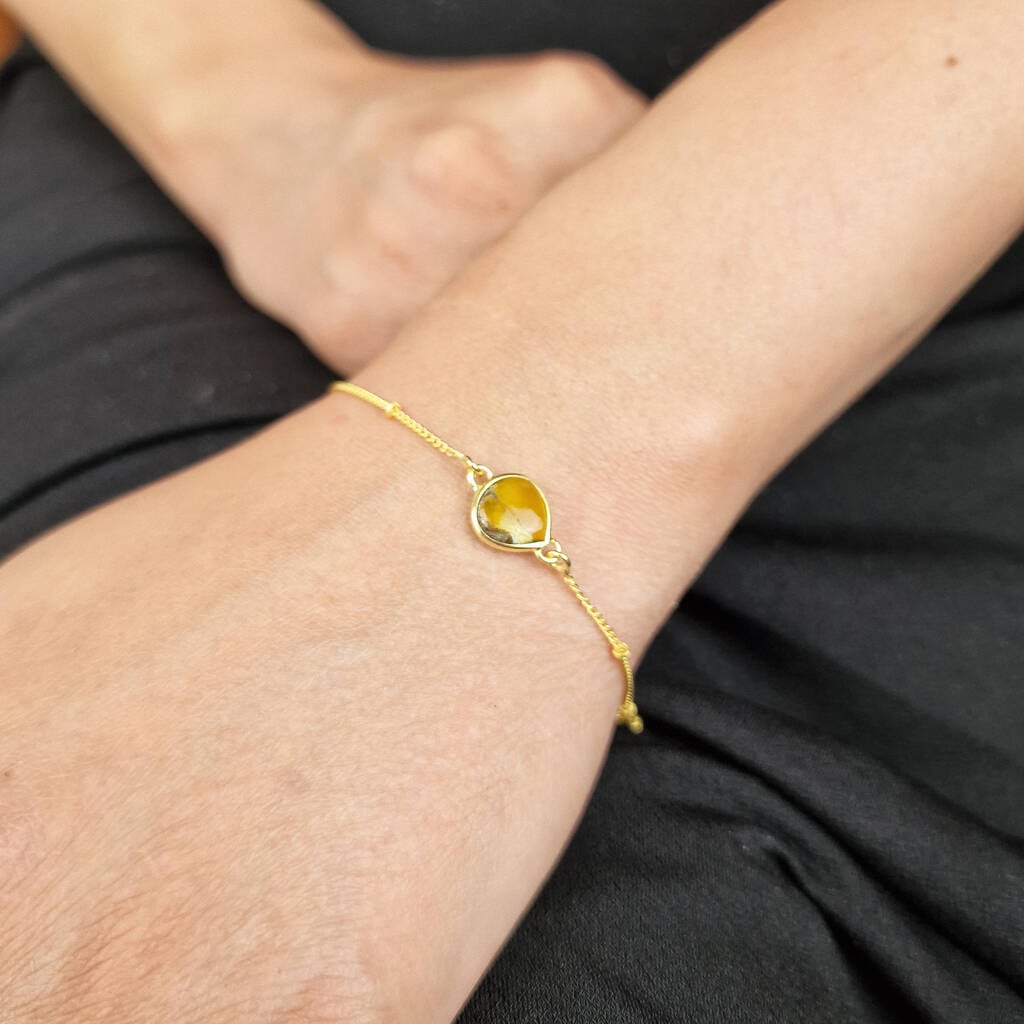 Gold Vermeil Plated Adjustable Citrine November Birthstone Bracelet