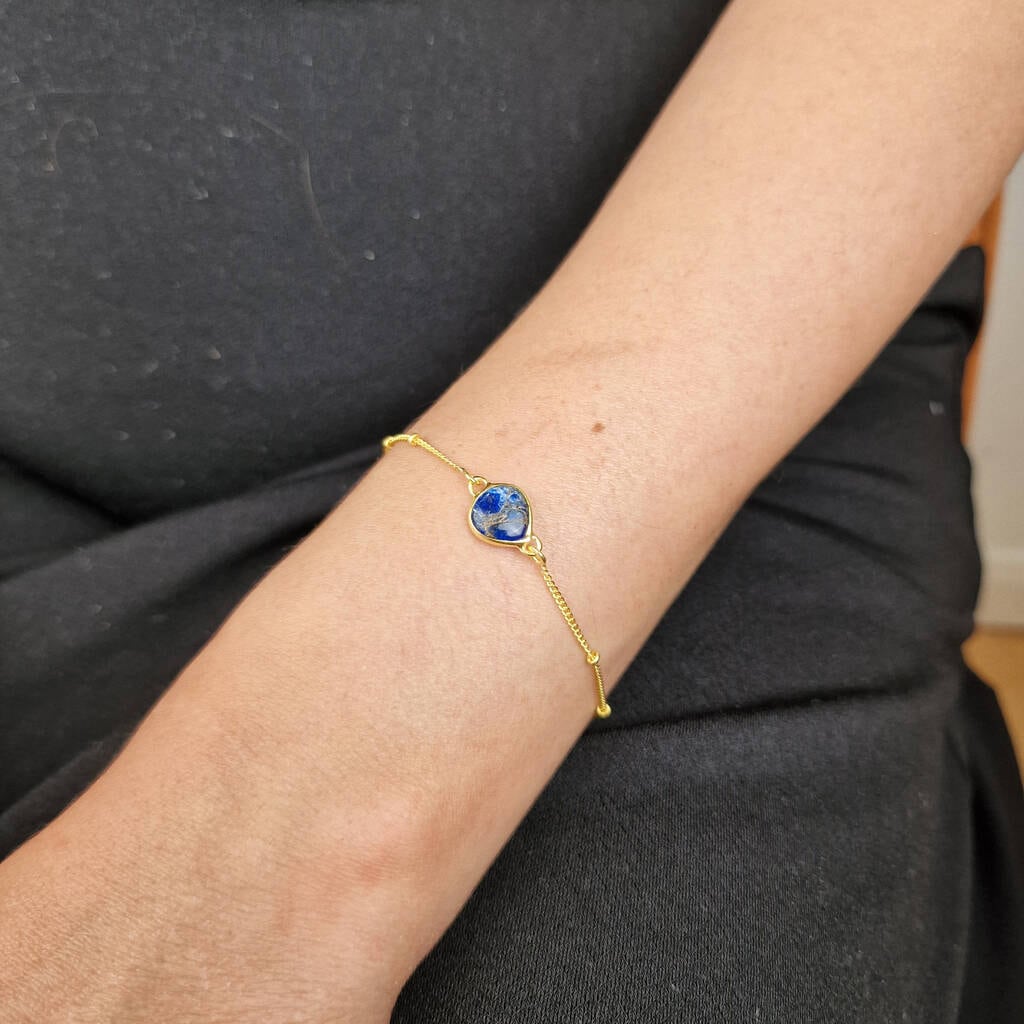 Gold Vermeil Plated Adjustable Sapphire September Birthstone Crystal Bracelet