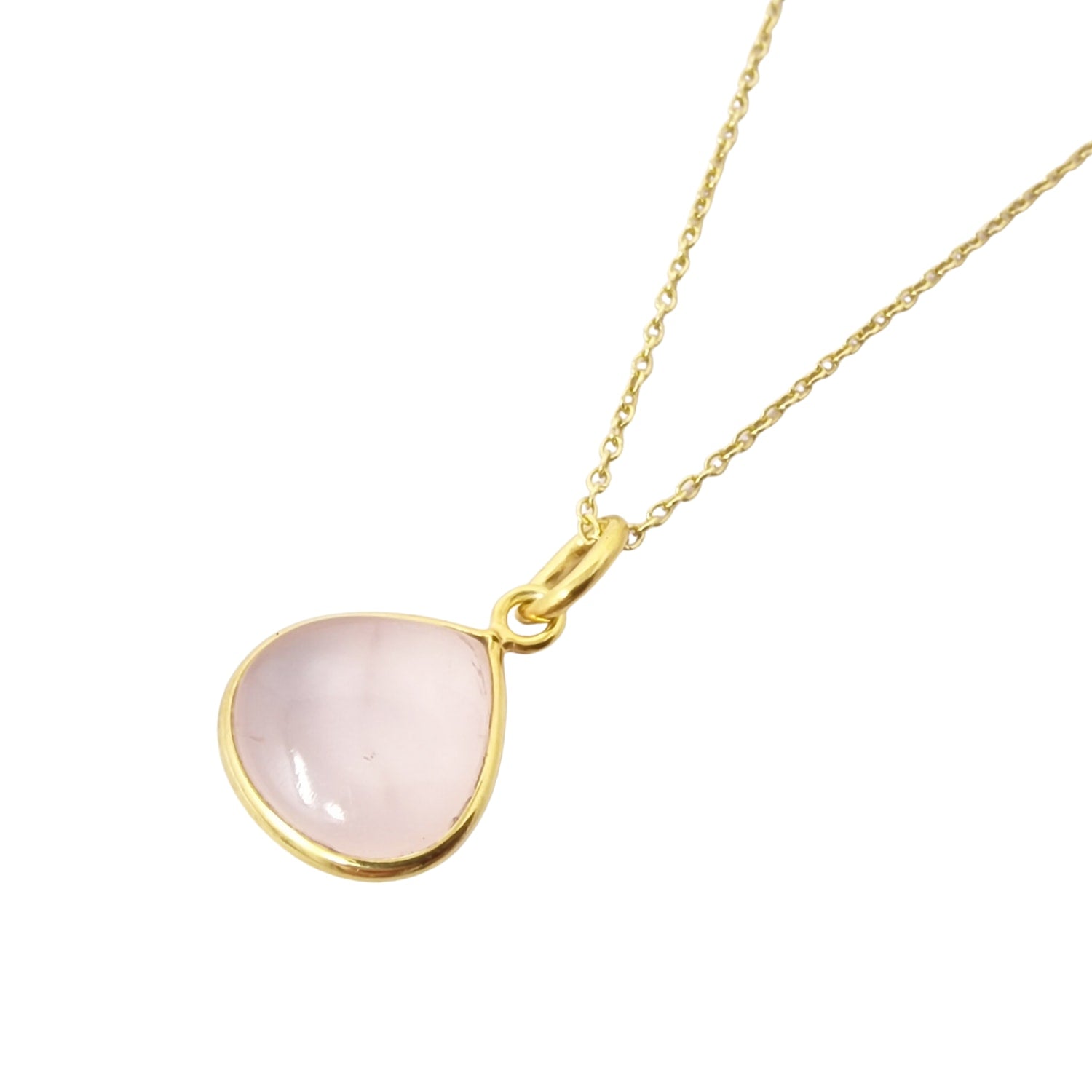 Gold Vermeil Plated Rose Quartz October Birthstone Pendant Necklace