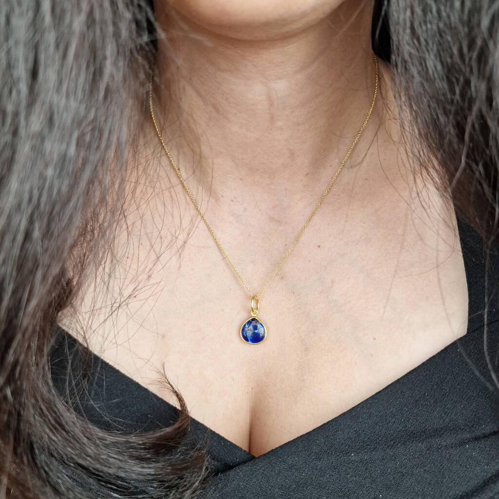 Gold Vermeil Plated Blue Sapphire September Birthstone Necklace