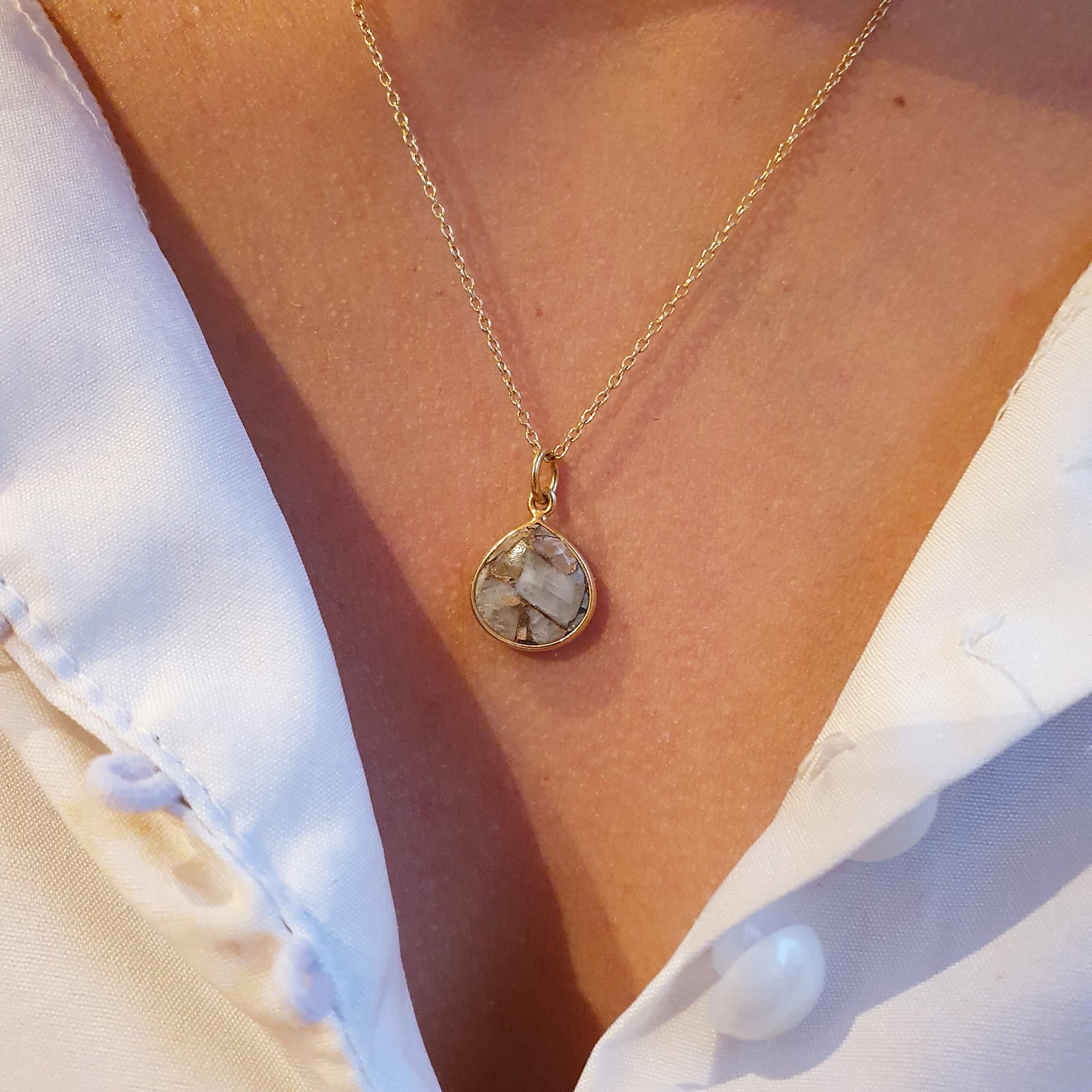 Gold Vermeil Plated Herkimer Diamond April Birthstone Necklace