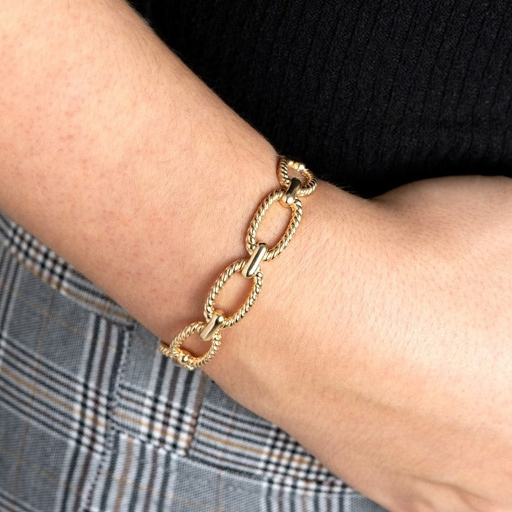 Gold Vermeil Textured Paperclip Link Bracelet
