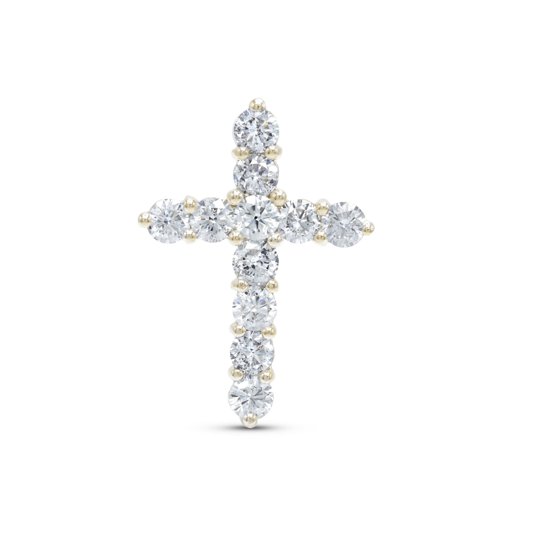 18kt white gold, 1' diamond cross pendant adorned with 3.50 cts tw of round diamonds