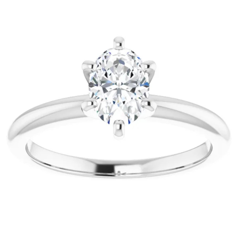 1/2 Ct Oval Solitaire Diamond Engagement Ring Lab Grown White or Yellow Gold