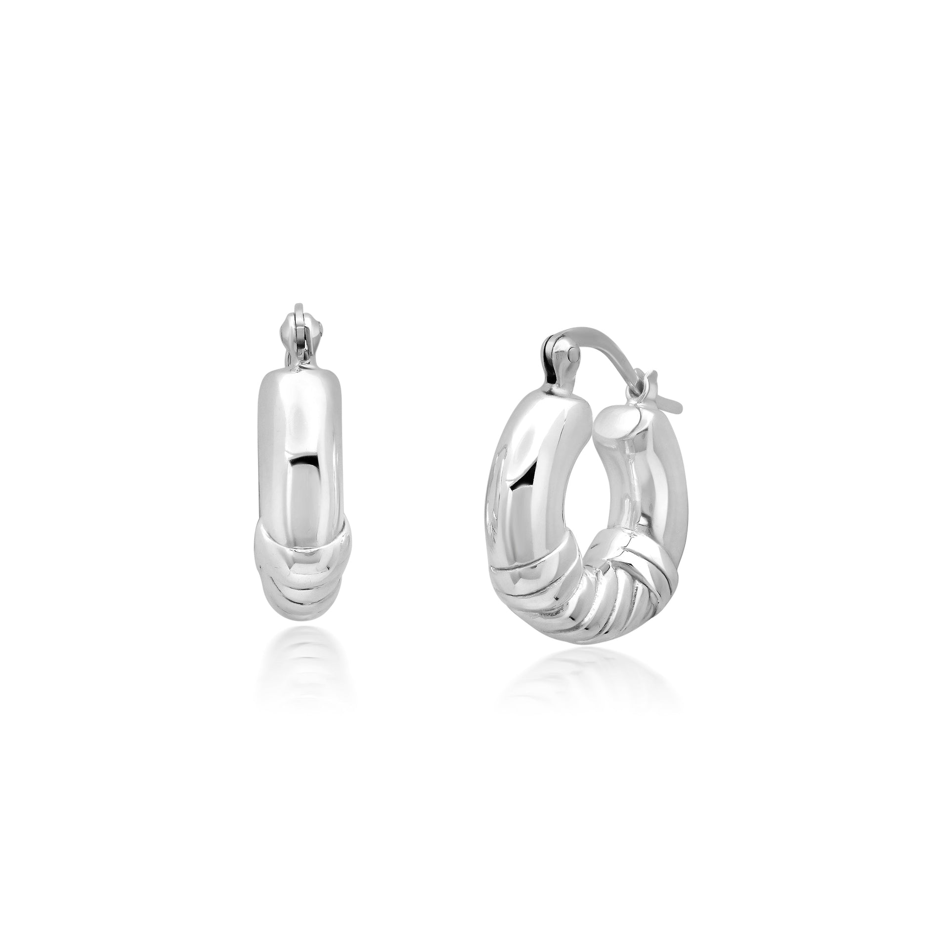 Sterling Silver Round Layered Twist Hoop Earrings