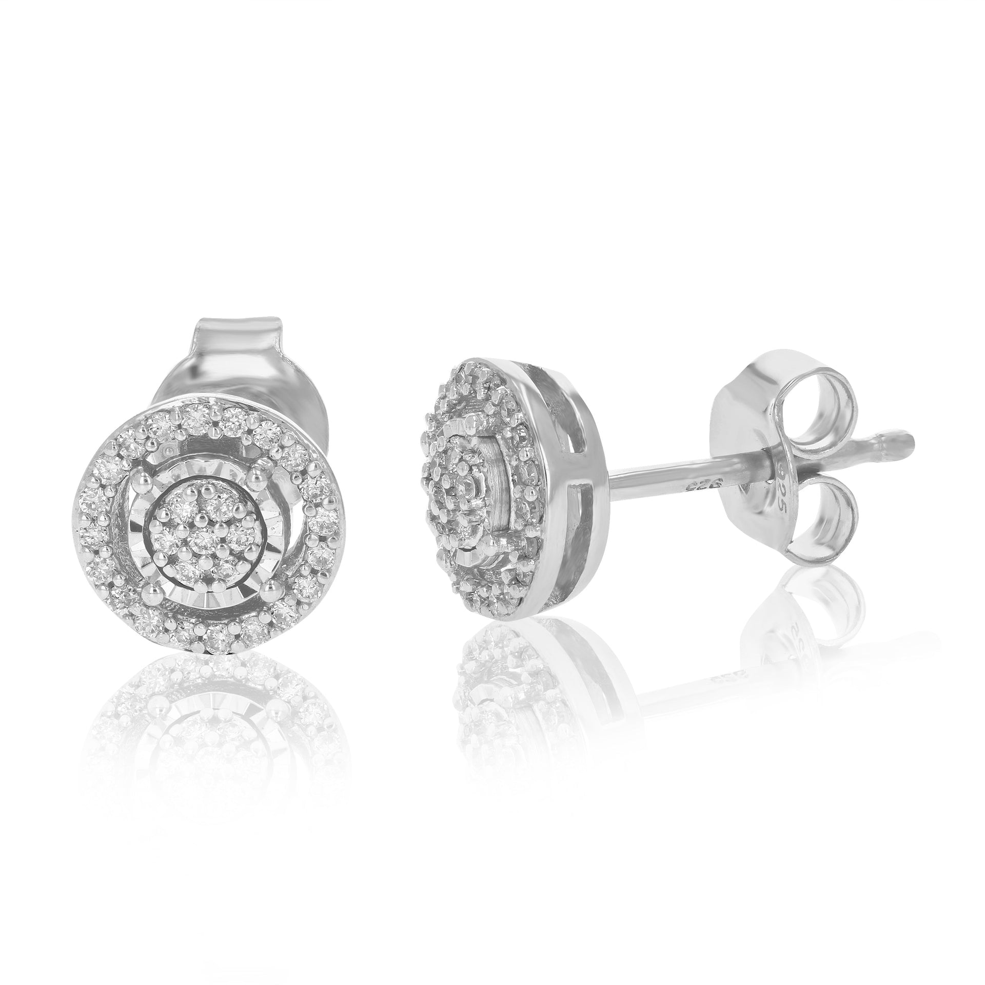 Lab Grown Diamond Stud Earrings 1/6 cttw Round Cut Prong Set .925 Sterling Silver