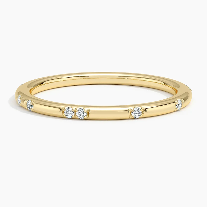 18K Gold 0.07 CT.T.W. Round Diamond Wedding Band D Color VVS1-VS1 Clarity 3EX