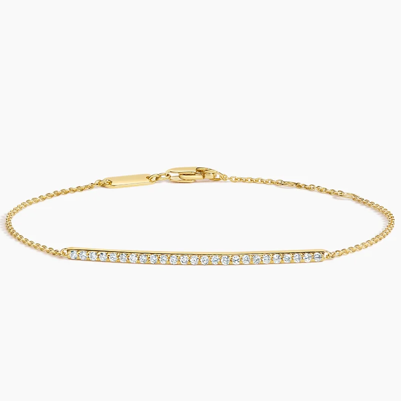 18K Gold 1/4 CT Diamond Bar Bracelet