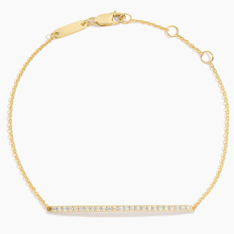 18K Gold 1/4 CT Diamond Bar Bracelet