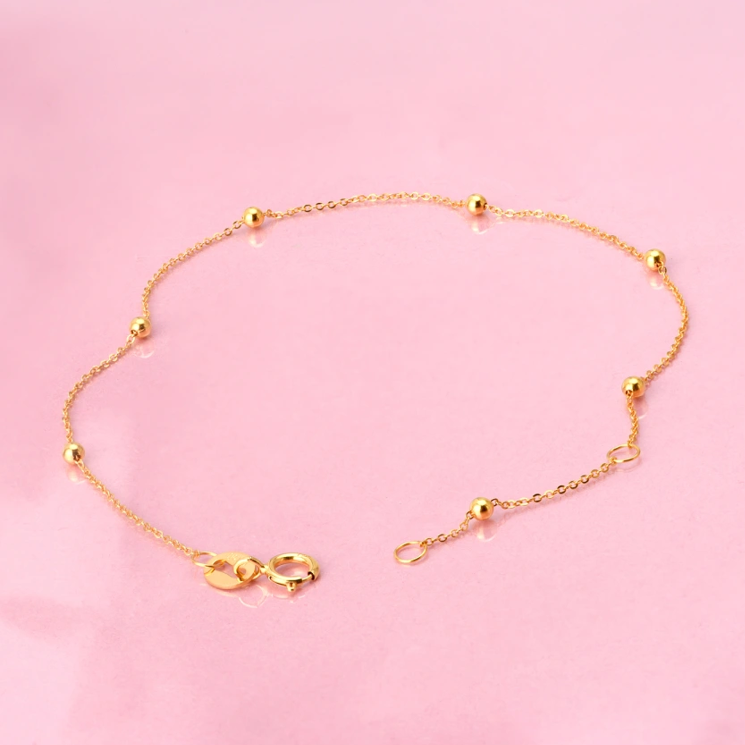 18K Gold Bead Bracelet for Women