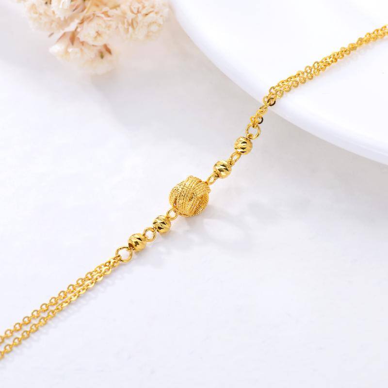 18K Gold Bead & Celtic Knot Layerered Bracelet