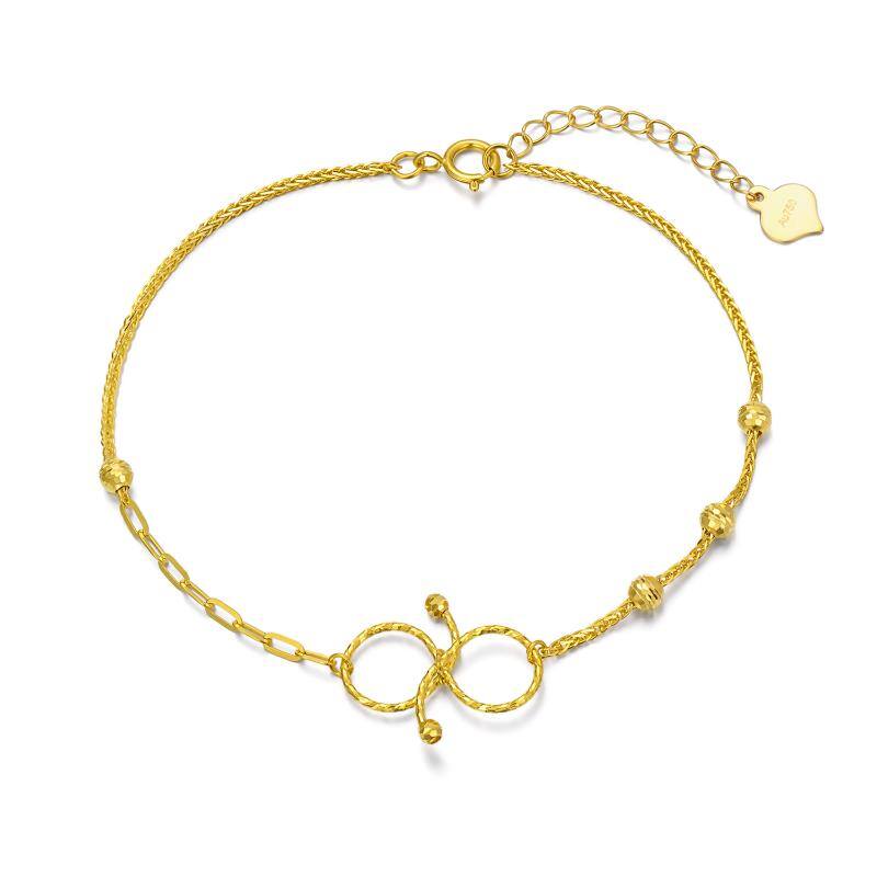 18K Gold Bead & Infinity Symbol Charm Bracelet