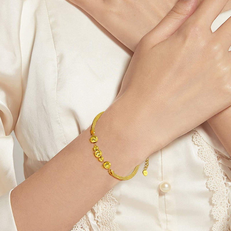 18K Gold Bead Layerered Bracelet for Women