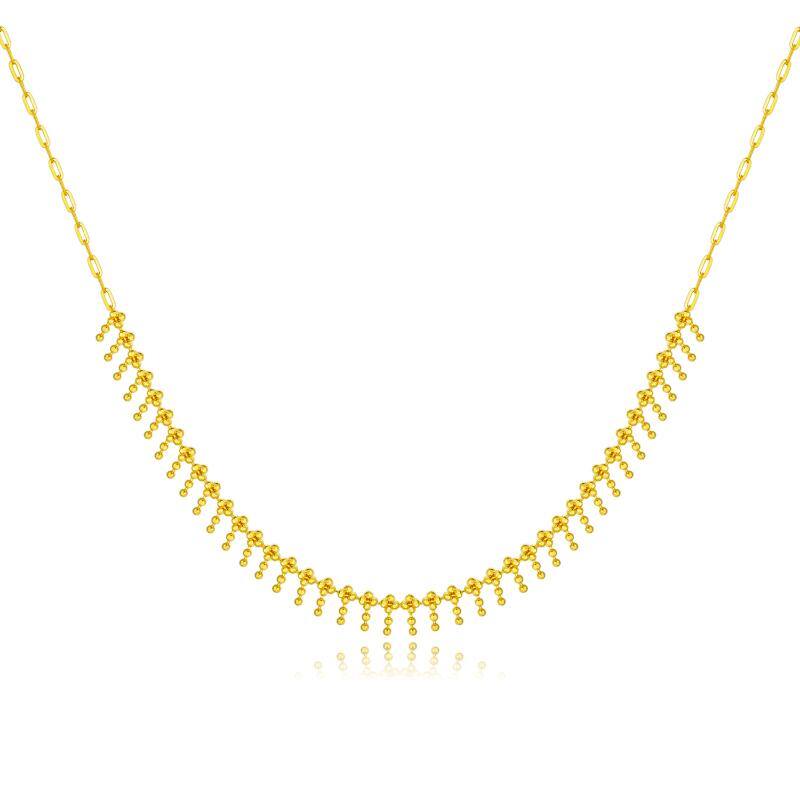 18K Gold Bead Metal Choker Necklace
