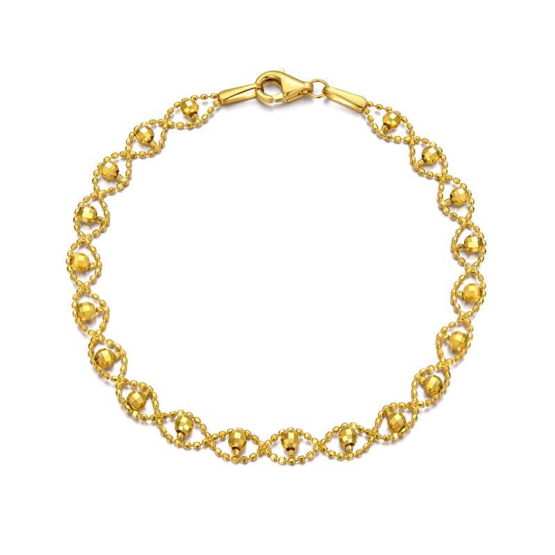 18K Gold Bead Station Chain Bracelet
