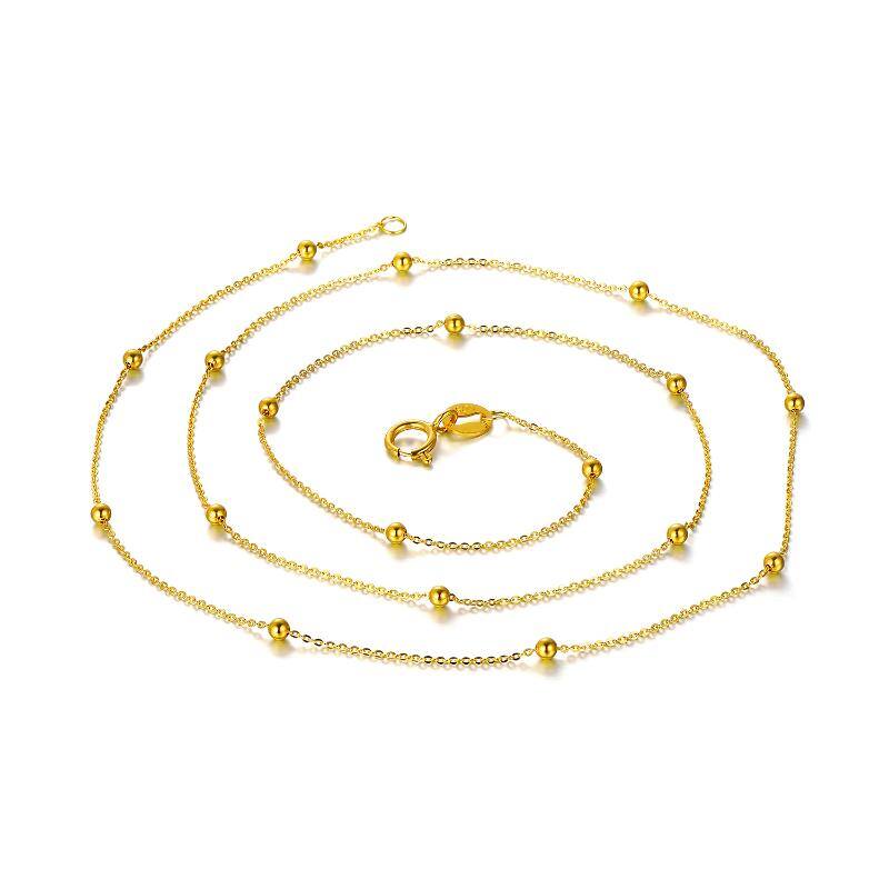 18K Gold Bead Station chain Necklace