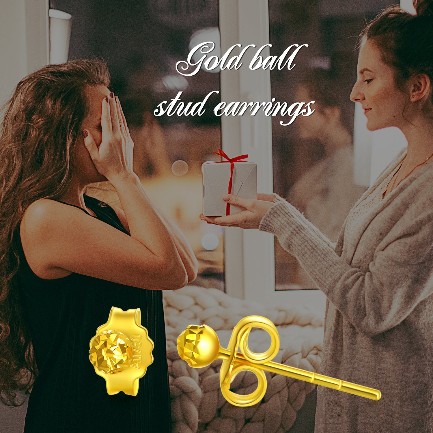 18K Gold Birth Flower Drop Earrings