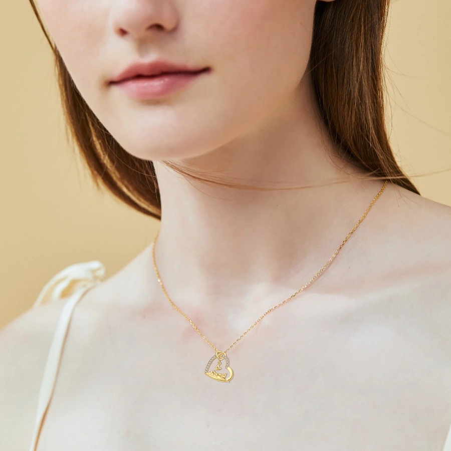 Gold Vermeil Cubic Zirconia Butterfly Cat & Heart Necklace for Women