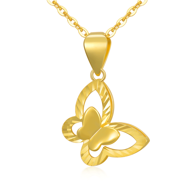 18K Gold Butterfly Pendant Necklace