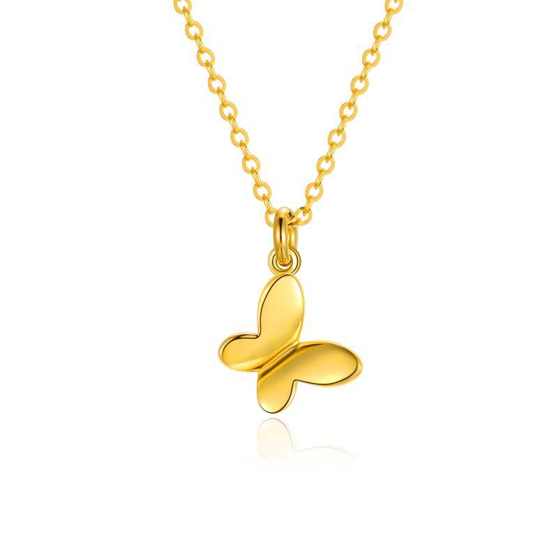 14K Gold Butterfly Pendant Necklace