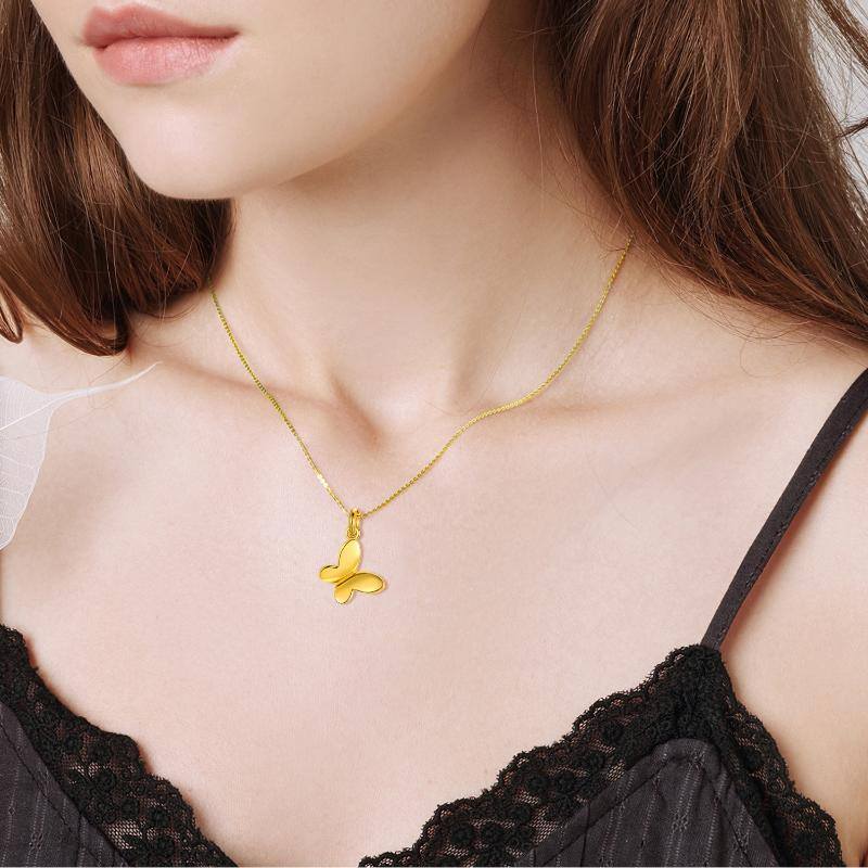14K Gold Butterfly Pendant Necklace