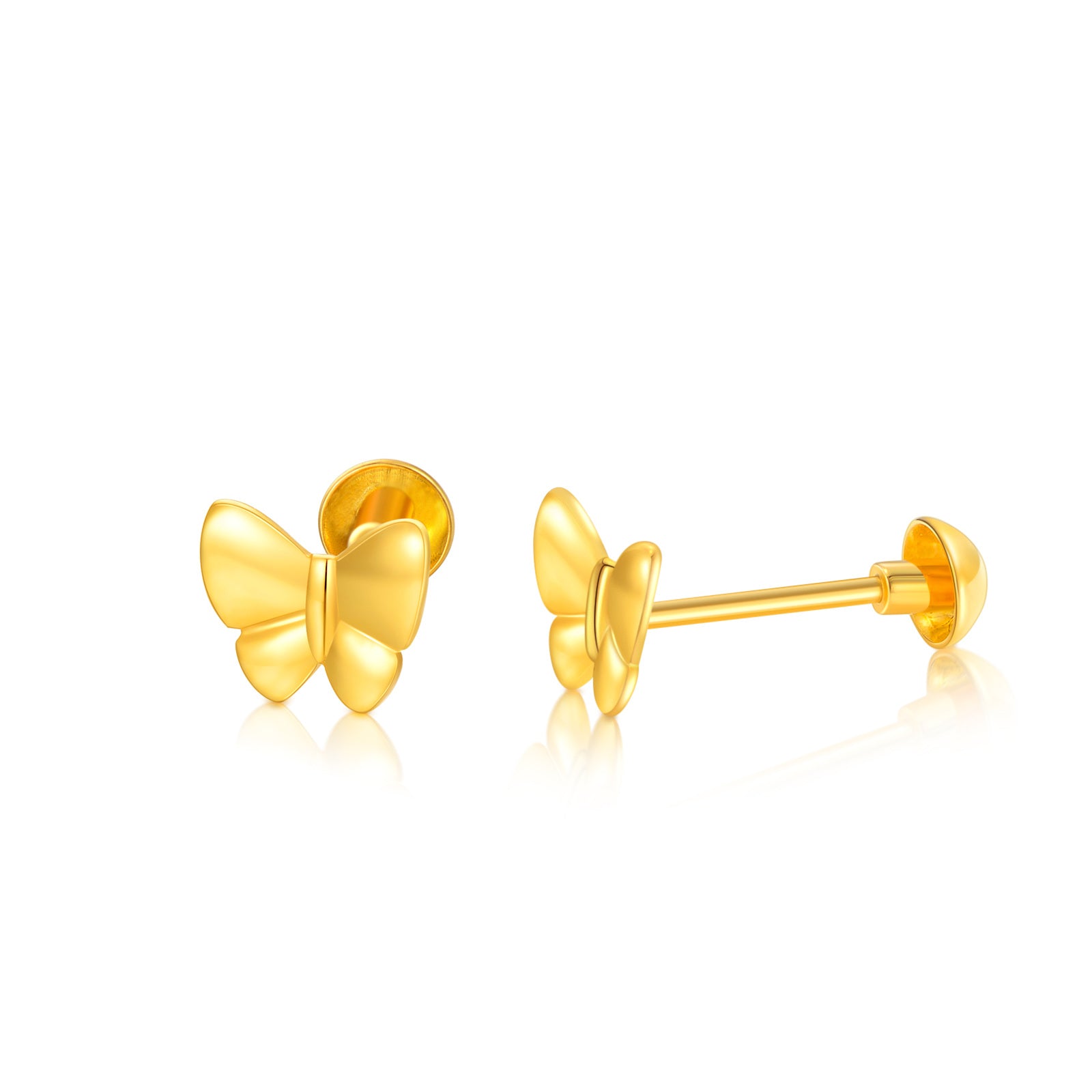 18K Gold Butterfly Stud Earrings