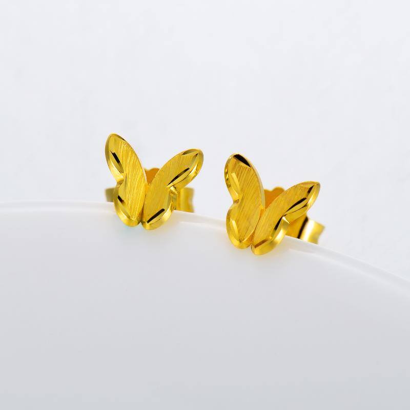 18K Gold Butterfly Stud Earrings