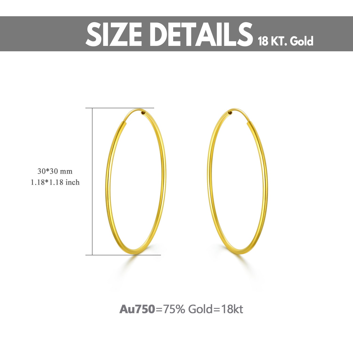 18K Gold Circle Hoop Earrings