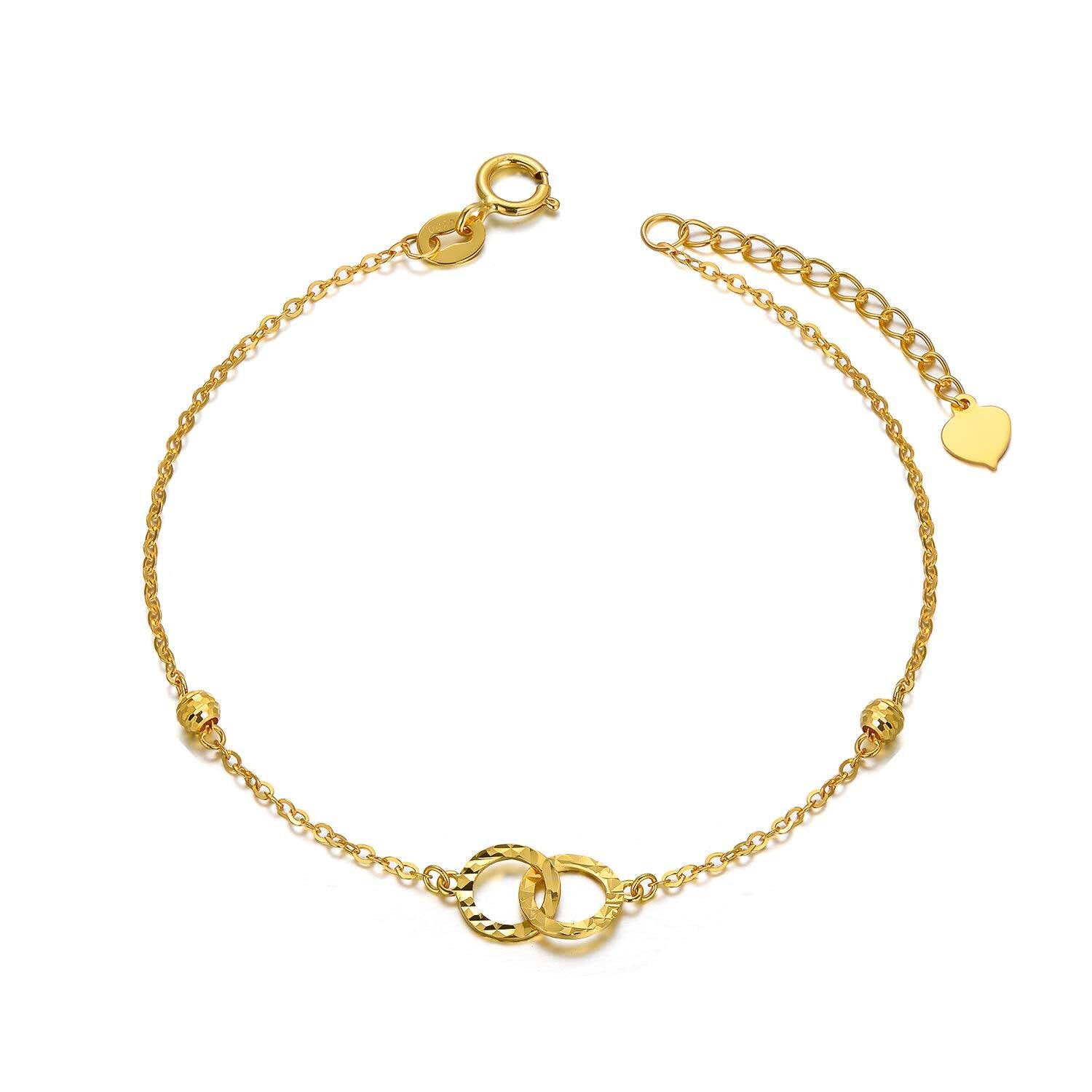 18K Gold Circle & Infinity Symbol Charm Bracelet