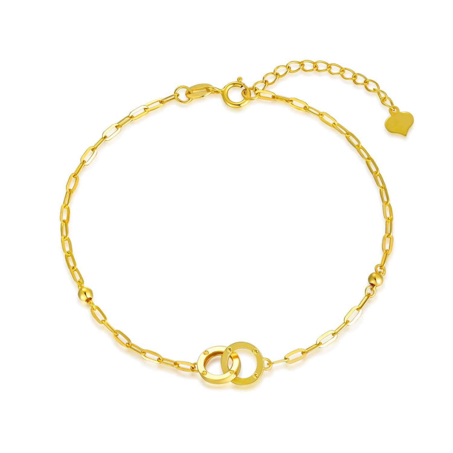 18K Gold Circle Charm Bracelet