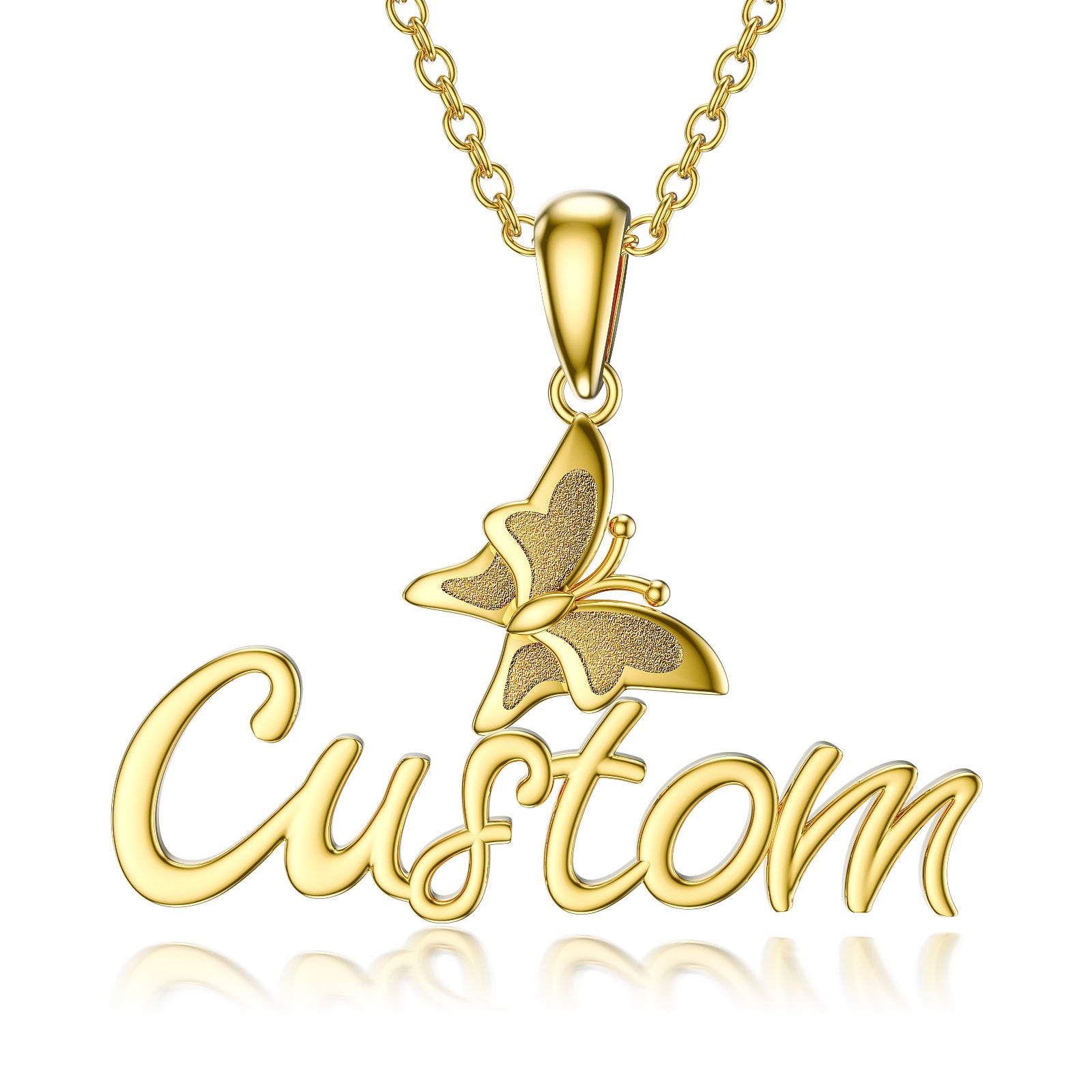 18K Gold & Personalized Classic Name Butterfly Necklace