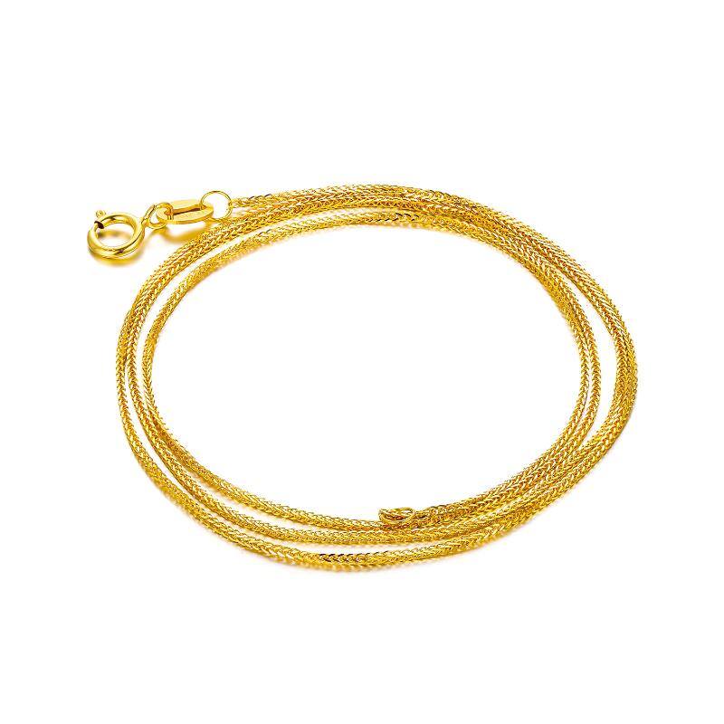 18K Gold Couple Chopin Chain Necklace 1mm