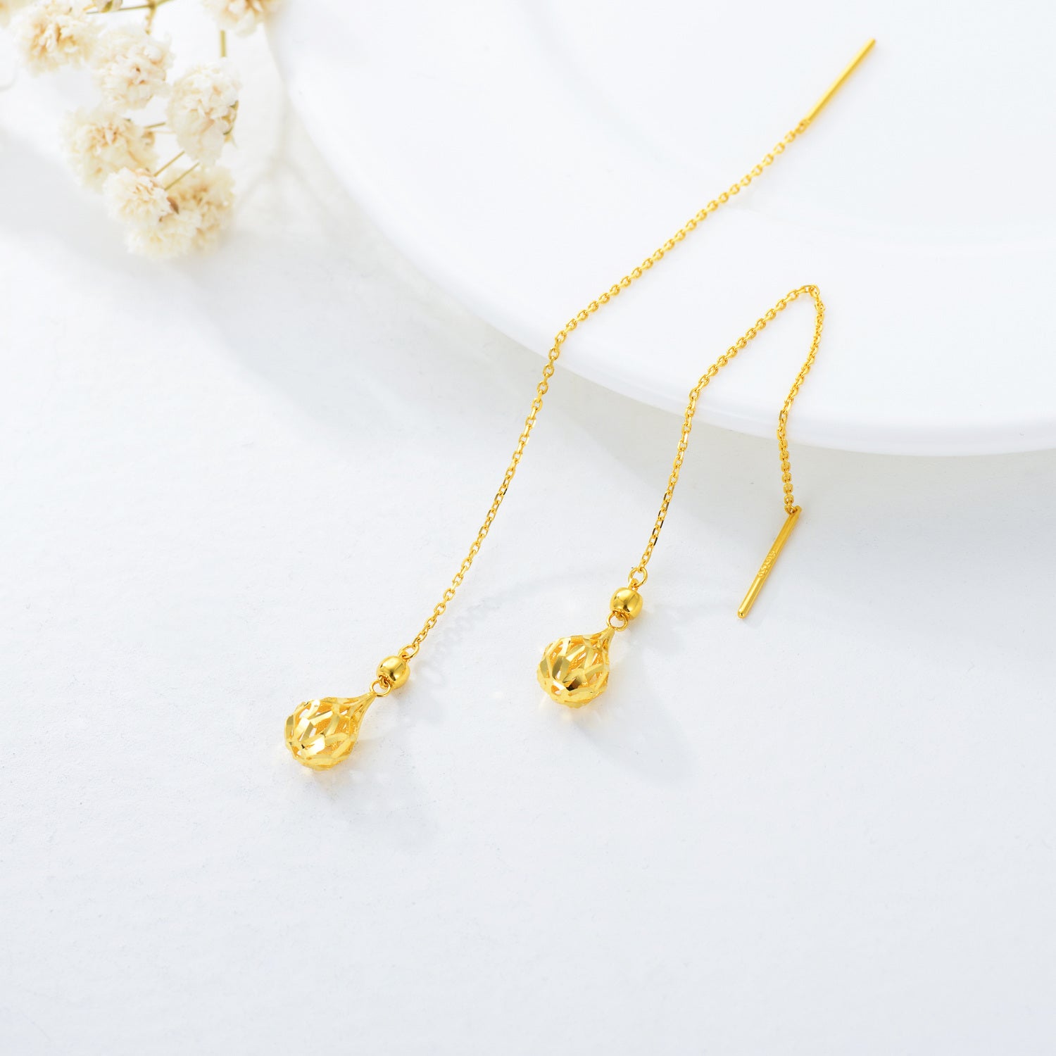 18K Gold Couple Drop Earrings