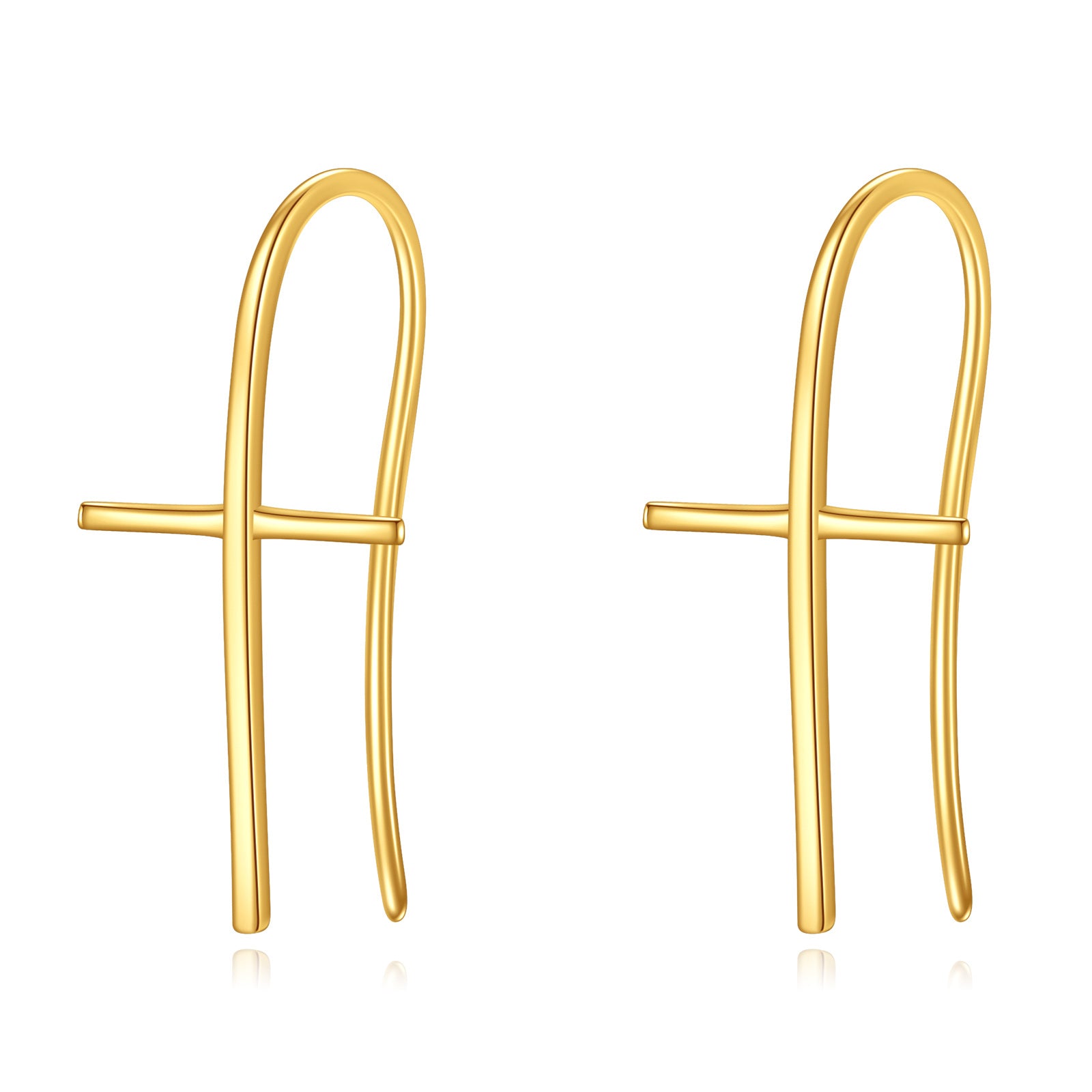 14K Gold Cross Hoop Earrings