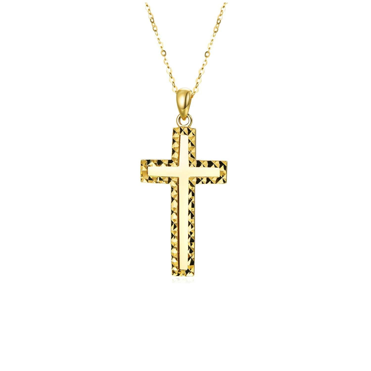 18K Gold Cross Pendant Necklace
