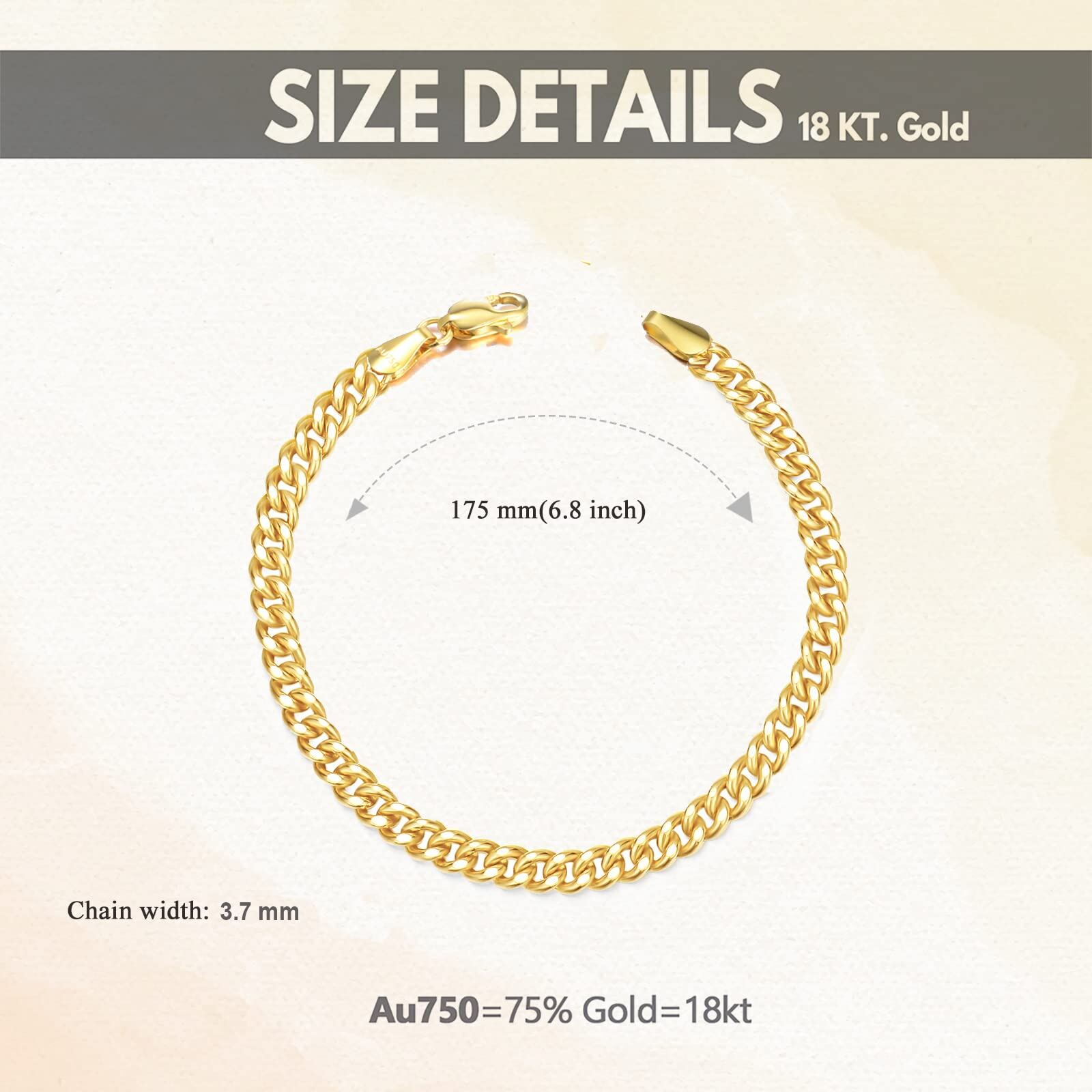 18K Gold Curb Link Chain Bracelet