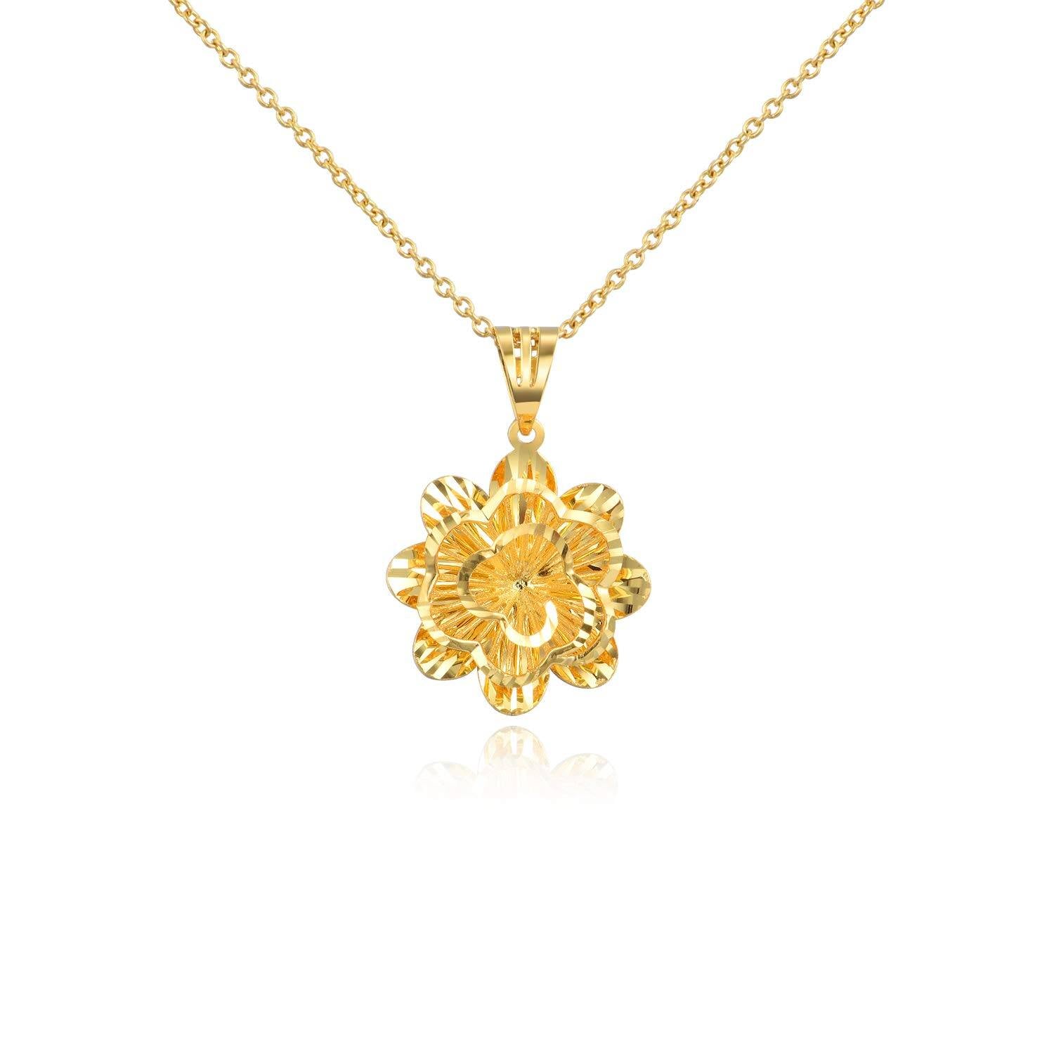 18K Gold Daisy Pendant Necklace