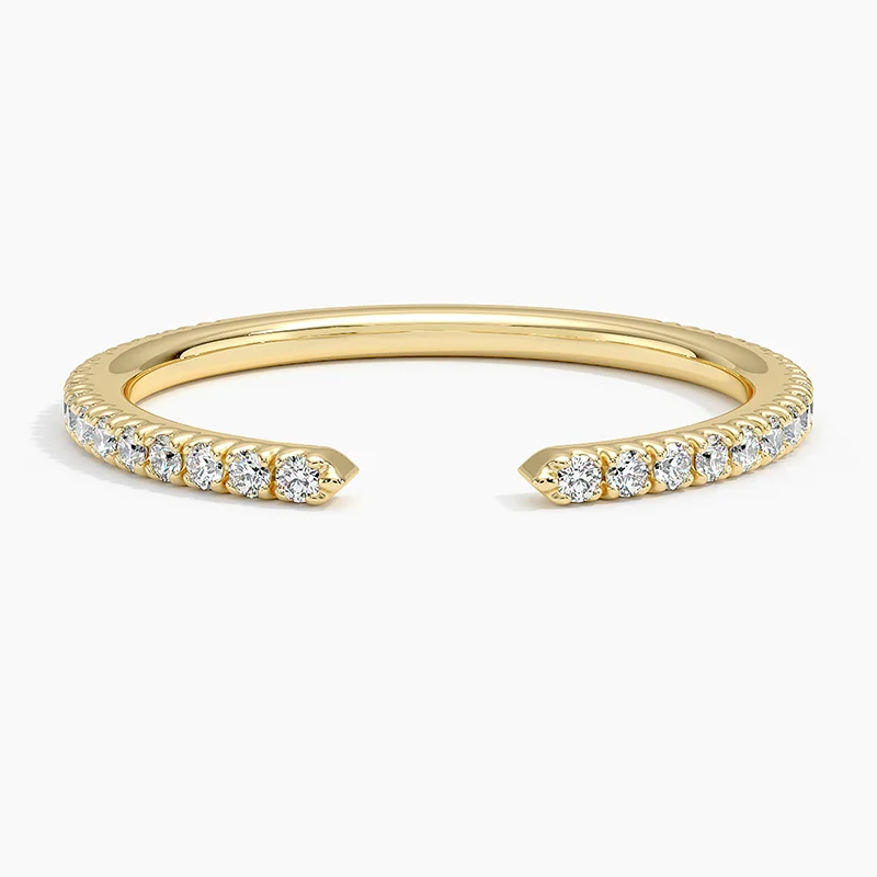 18K Gold Round Shaped Lab Created Diamond Custom Personalized Engraving Wedding Ring F/G Color SI Clarity 3EX IGI Certified